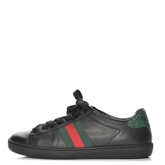 gucci calfskin sneakers black white